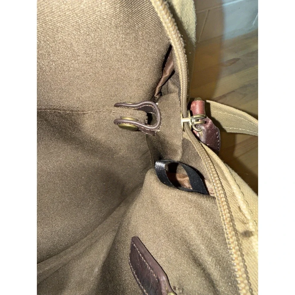 Bosca Leather & Canvas Messenger‎ Bag Briefcase Tan & Brown Attache Laptop Work